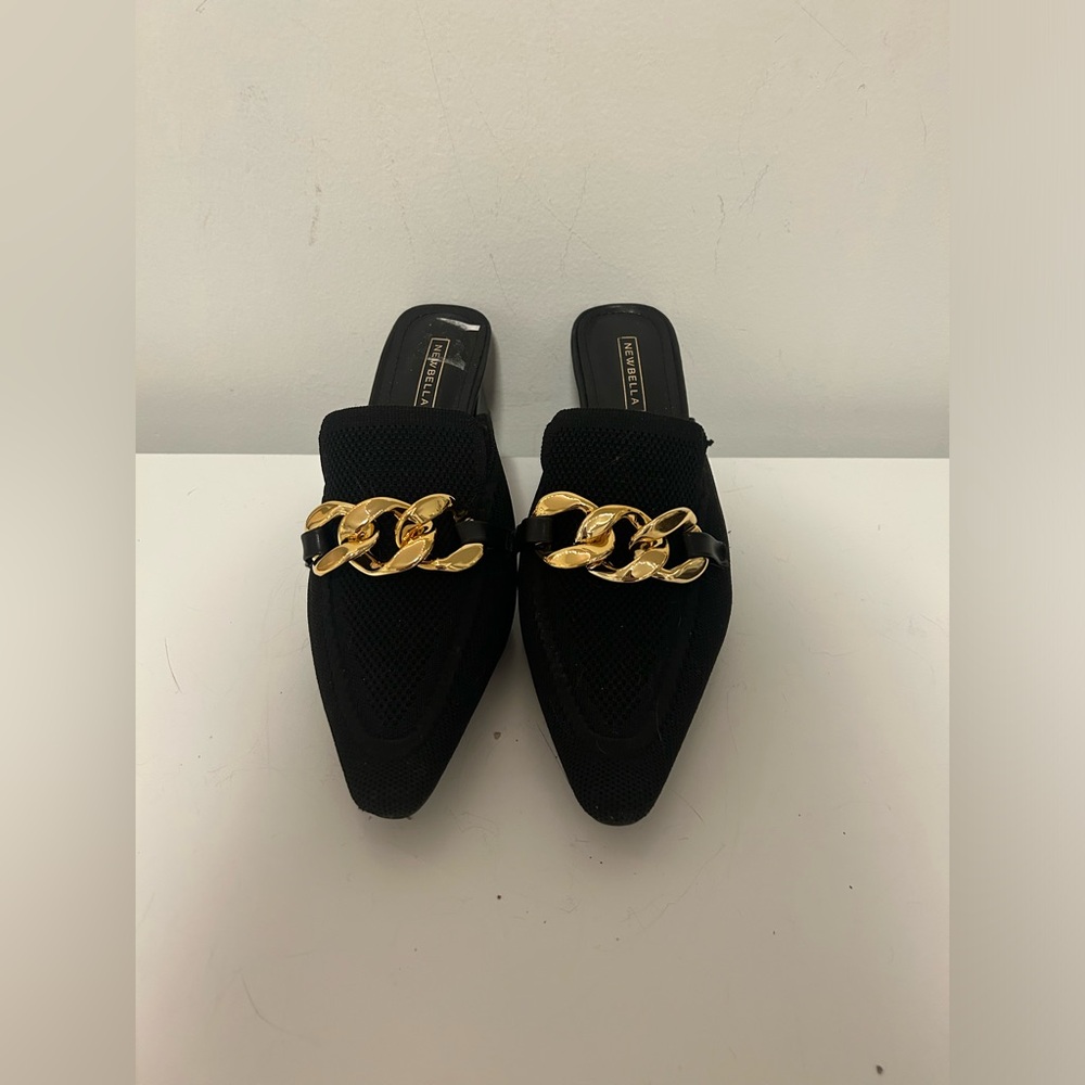 Newbella Black Commute Square Toe Mules